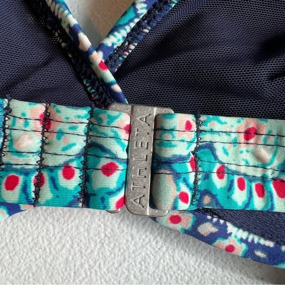Athleta Blue Print Monaco Bra Cup Wrap Bikini Halter Swim Top  38 b/c - Picture 4 of 7